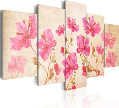 Produktbild von Leinwandbilder 200x100 cm b-A-0220-b-o Vlies Leinwandbild 5 tlg Kunstdruck modern Wandbilder XXL Wanddekoration Design Wand Bild BLUMEN