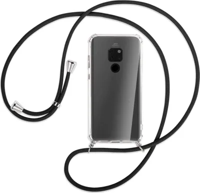 Produktbild von Handykette Backcover-Schutzhülle mit Band (Metall silberfarben) für Huawei Mate 20 - schwarz