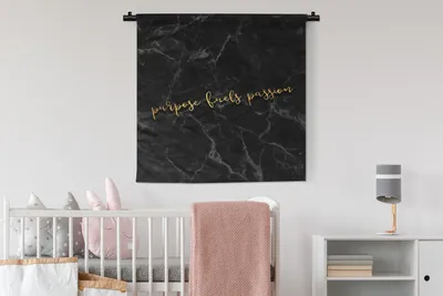 Produktbild von MuchoWow® Wandteppich Wandbehang Zitat - Sprichwörter - Gold - Marmor 90x90 cm Tapisserie Dekoration Wandtuch - Wandaufhänger