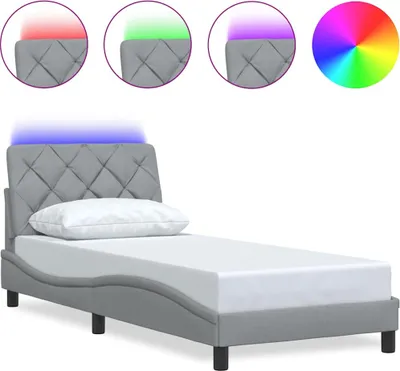 Immagine prodotto di vidaXL Struttura letto con LED senza materasso grigio chiaro 90x190 cm tessuto