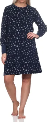 Zdjęcie produktu dla Normann damska koszula nocna z długim rękawem w marynistycznym stylu - również w rozmiarze plus size;navy.44
