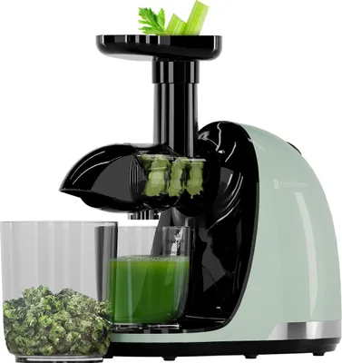 Produktbild von KitchenBrothers Slow Juicer - Entsafter - Obst- und Gemüsepresse - 700ml - Mit Fruchtfleischbehälter - Pastellgrün