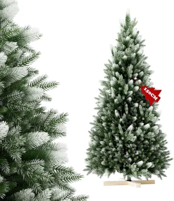 Immagine prodotto di Albero di Natale artificiale QEENTOE, altezza 150 cm, realizzato in una miscela di PVC e PE, con punte decorate con vernice bianca, non illuminato, facile da montare, include il supporto per l'albero