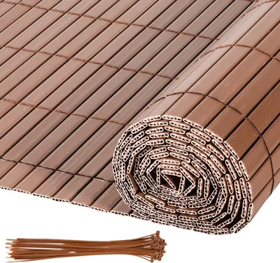 Produktbild von Jayseuw PVC rohož na ochranu soukromí, plot s kabelovými vazbami, plot na ochranu soukromí na zahradě, odolný proti povětrnostním vlivům, vnitřní zesílené lamely s W-konstrukcí, hnědý 0,8 x 3 m