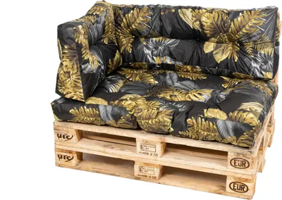 Produktbild von TexDeko Garden Palettenkissen 120x80x18cm wasserabweisend gesteppt Sitzauflage für Europaletten, UV-beständig (3-TLG Set, Blume)