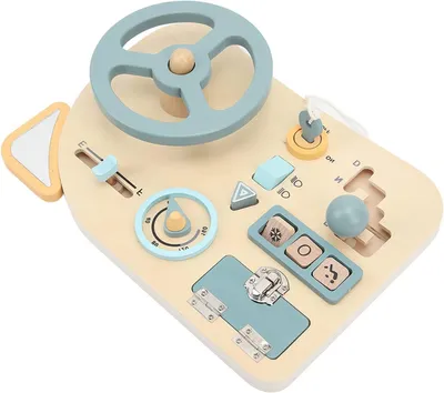 Immagine prodotto di Pannello attività con volante in legno - Pannello per lo sviluppo motorio dei bambini piccoli - Sviluppo delle capacità - Divertimento senza schermi - Dimensioni: 32 x 22 x 7 cm