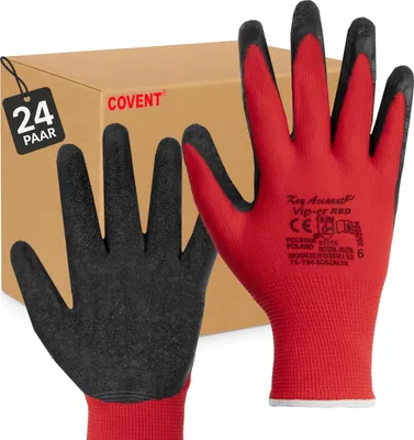 Produktbild von 24er Set Covent VIP-ER RED Arbeitshandschuhe Herren Gr. 10 –  Montagehandschuhe EN388 2121X – Schutzhandschuhe für Umzug, Logistik & Bau