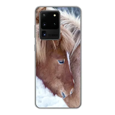 Produktbild von MuchoWow® Handyhülle Schutzhülle Hülle für Samsung Galaxy S20 Ultra Pferde - Fohlen - Schnee Silikon Softcase Handy Hülle - Karteninhaber