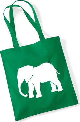 Produktbild von Huuraa Jutebeutel Elefant Silhouette 10 Liter Kelly Green Baumwolle Tasche Geschenkidee