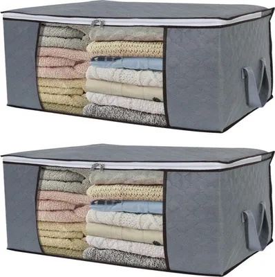 Produktbild von INF Aufbewahrungsbox für Bettwäsche, Decken, Kleidung 60x43x35 cm 2er-Pack