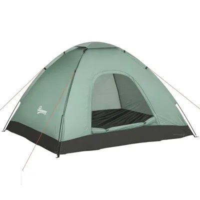 Produktbild von Zwei-Personen-Campingzelt – Outdoor-Zelt – mit Reißverschlusstür, Moskitonetz und Aufbewahrungstasche – 206 x 185 x 120 cm – grün