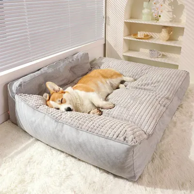 Produktbild von Hundebett, abnehmbar und waschbar, weiche Hundematte als Schlafmatte, Haustierbett, Hundekissen, Hundeliege für kleine Hunde Grau 52*38cm /HZHY-G52/