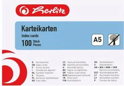 Immagine prodotto di Herlitz Karteikarte A5 blanko weiß  hf       100er Packung