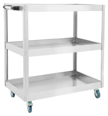 Obrázok produktu pre Pracovný vozík, 3 úrovne, nosnosť 150–200 kg, rozmery 66 x 35 x 71 cm, nerezová oceľ, 4 univerzálne kolieska