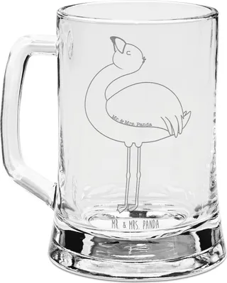 Produktbild von Mr. & Mrs. Panda Gravur Bierkrug Flamingo Stolz - Transparent - Geschenk, Mit, Freundin, Mama, Glas, graviert, Beste, Selbstliebe, Humpen, Seidel, Krug