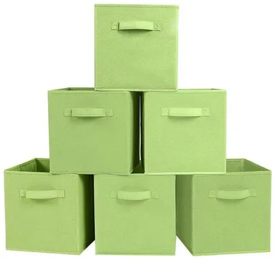 Produktbild von Ibenzoa® 6er-Set faltbare Aufbewahrungswürfel – stabile, grüne Boxen aus leichtem Stoff, platzsparend für Kleidung, Spielzeug & Bücher