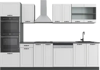 Produktbild von Vicco Kuchyňský kout R-Line, 300 cm s vysokou skříní, bez pracovní desky, Bílý venkovský dům/antracit