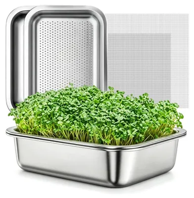 Produktbild von Set mit 2 Edelstahltropfböcken für Sprossen und Microgreens