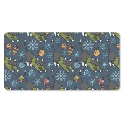 Produktbild von MuchoWow® Schreibtischunterlage Katzen - Schnee - Weihnachtskugel - Muster 80x40 cm - XXL Mauspad - Gaming Mauspad