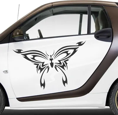 Produktbild von Aufkleber - Autoaufkleber-Set Schmetterling Tribal, 2 Stk. je 70cm x 41cm schwarz - Tuning Carystyling Heckscheibe Auto