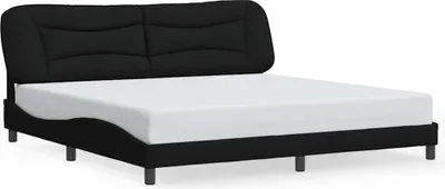 Image de vidaXL Cadre de lit sans matelas "Hvar" noir 200x200 cm Tissu