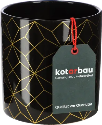 Productafbeelding van KOTARBAU® Decoratieve cilinder bloempot keramiek plantenpot zwart-goud ? 12 cm