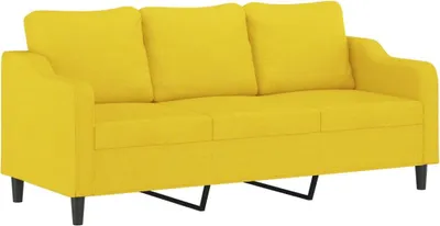 Image de vidaXL Canapé 3 places jaune clair 180 cm Tissu