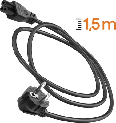 Image de LinQ, Câble d'alimentation Schuko vers C5 pour PC, imprimante, projecteur 1,5 m., Noir