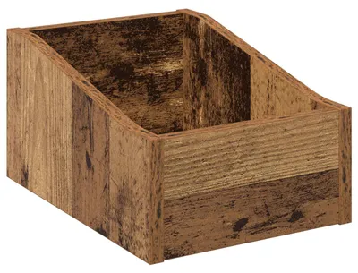 Image de Boîtier pour disques vinyles, en bois recyclé, dimensions : 23 x 33 x 16 cm, matériau : bois composite