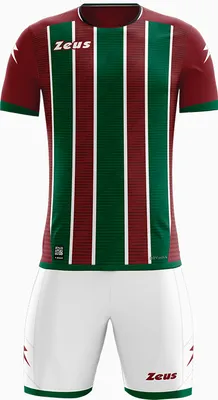 Produktbild von L/XL|Zeus Icon Teamwear Set Trikot mit Shorts dunkelrot weiß