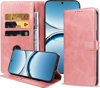 Produktbild von Geeignet für Oppo Find X8 Handytasche Kunstleder mit magnetischer Lippe und Kartenhalter Buchhülle mit Klappe - Wallet Case mit Kartenfach - Pink Gold - Smartphonica