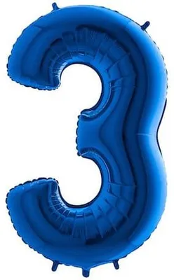 Produktbild von Riesenzahl Folienballon 40"/102cm | Blau Zahl: 3