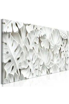 Produktbild von Italienischer Leinwand Leinwandbild - Alabaster Garden (1 Part) Narrow 120x40 cm Blätter f-B-0314-b-a