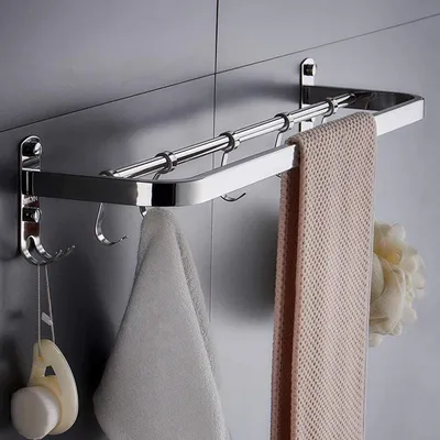 Image de Porte-serviettes en acier inoxydable avec étagère de rangement, idéal pour la salle de bain et la cuisine