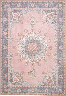 Produktbild von Volero - Teppich Vintage - Lily Medaillon Rosa - 140x200 cm - Wohnzimmer, Esszimmer, Schlafzimmer - Klassik