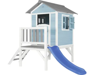 Image de Axi Maison Enfant Beach Lodge Xl En Bleu Avec Toboggan Bleu | Maison De Jeux En Bois Ffc Pour Les Enfants | Maisonnette / Cabane En Bois