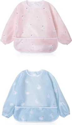 Immagine prodotto di Set di 2 bavaglini impermeabili con maniche lunghe per bambini