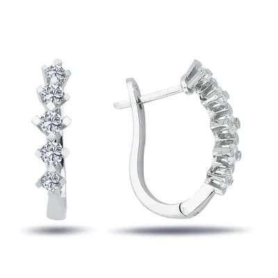 Productafbeelding van Creoolse oorbellen met diamanten, briljantslijpe, gezet in 14 karaat witgoud