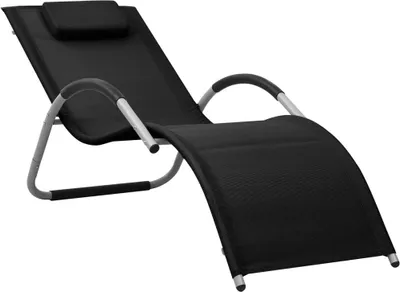 Image de Chaise longue textilène noir et gris
