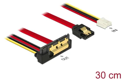Zdjęcie produktu dla DeLOCK 85235, 0,3 m, SATA III, SATA 7-pin + Molex (4-pin), SATA 22-pin, Żeńska/Żeńska, Czarny