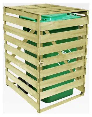 Produktbild von Mülltonnenbox 240L aus grün imprägniertem Kiefernholz, 75,2 x 92 x 120 cm, zur Versteckung der Mülltonne im Garten