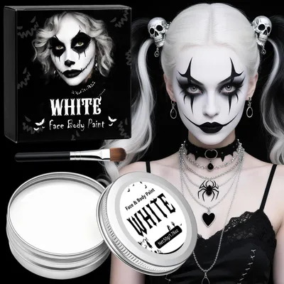 Produktbild von Weiße Halloween Schminke Set 50g mit Pinsel für Erwachsene und Kinder