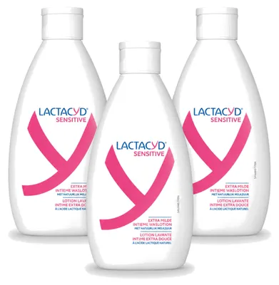 Obrázok produktu pre 3 x Lactacyd Sensitive – Intímny čistiaci gél – Extra jemný – 300 ml – Výhodný balík – 3 kusy