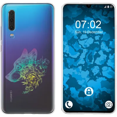 Produktbild von PhoneNatic Case kompatibel mit Huawei P30 Silikon-Hülle Floral Wolf M3-4