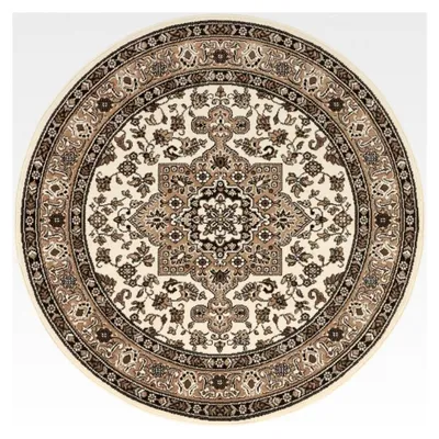 Produktbild von Runder Mirkan Orient Teppich – Orientalischer Kurzflor Teppich für Wohnzimmer, Esszimmer und Schlafzimmer – Beige, 160cm