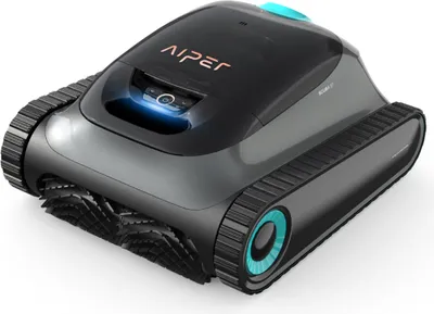 A robot pool cleaner is shown on a white background.