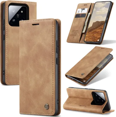 Image de Xiaomi 14 Case, RetroPolyuréthaneLeather Case with Stand Function for Xiaomi 14 Brown