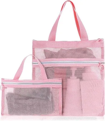 Produktbild von Reise Duschtasche Mesh rosa tragbar
