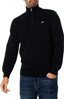 Produktbild von GANT Lässiges Baumwoll-Sweatshirt mit halbem Reißverschluss, Schwarz XL