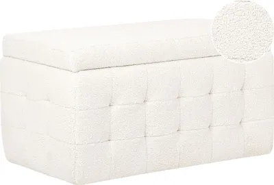 Obrázek produktu pro BELIANI Taburet bílý sametový prošívaný obdélníkový pohovka moderní design úložný prostor